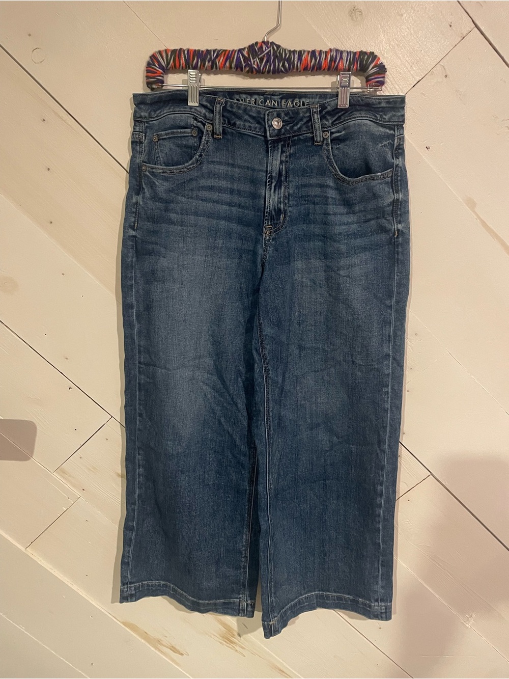 American Eagle Blue Stretch Wide Leg Jeans